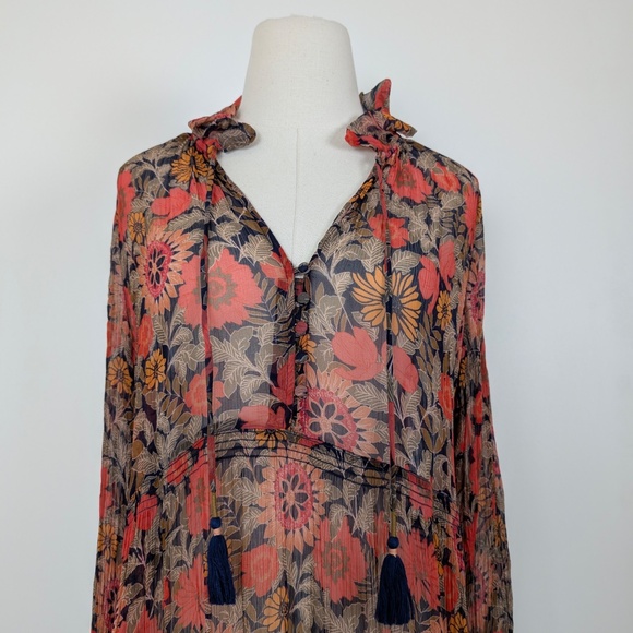 By Anthropologie The Marais Printed Chiffon Maxi Dress Long Sleeve - Picture 6 of 15